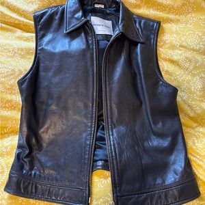 Andrew Marc Vintage Black Leather Vest (M)